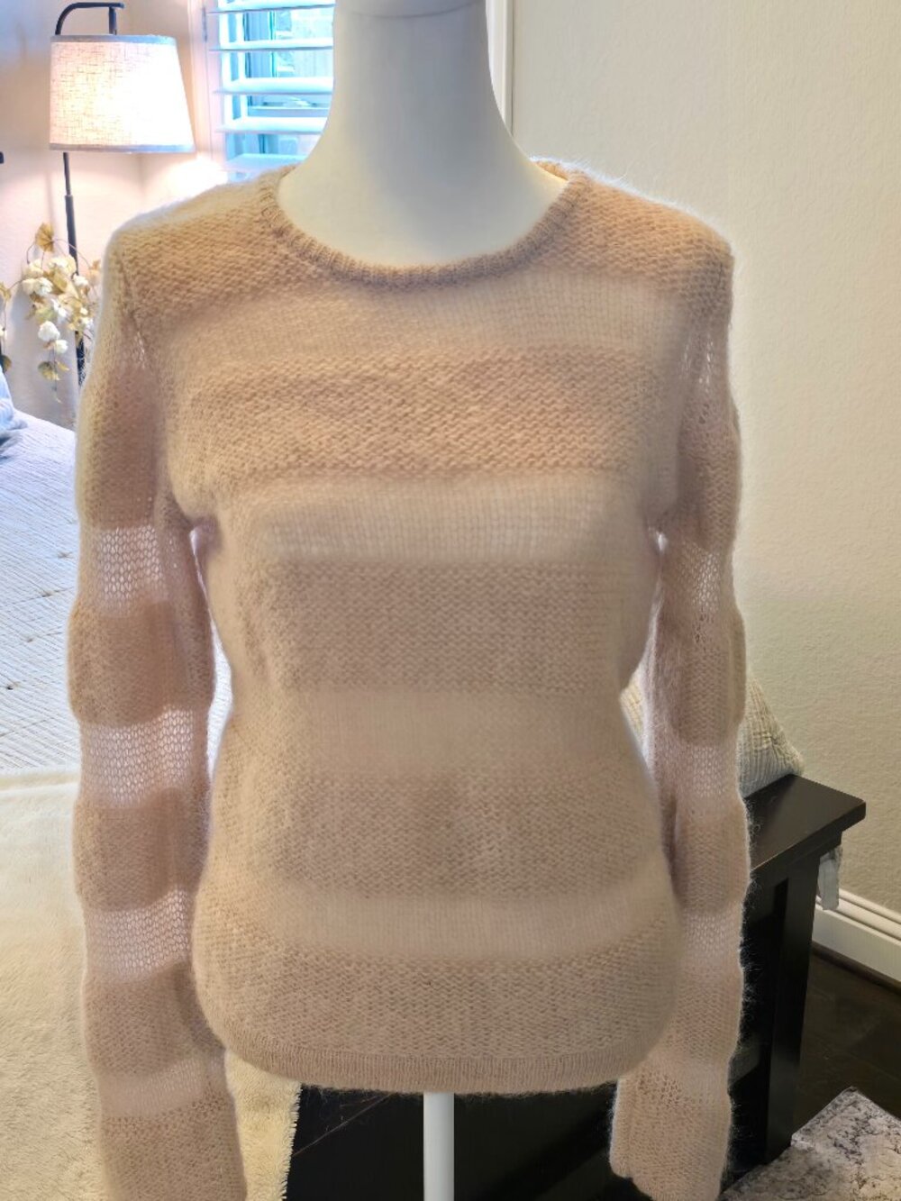 Maje Blush Kid Mohair Blend Fuzzy Sweater Size 2 (US Medium)